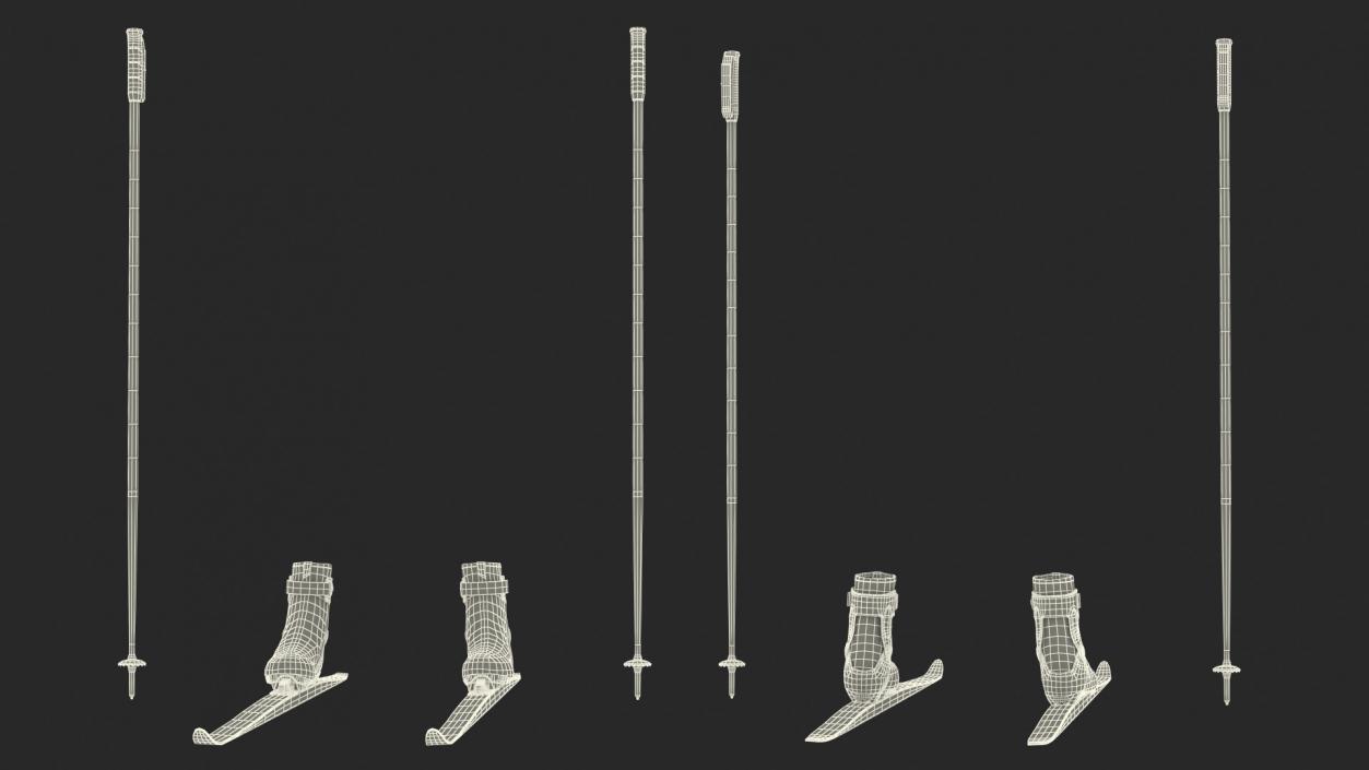 3D model Ski Boots with Poles