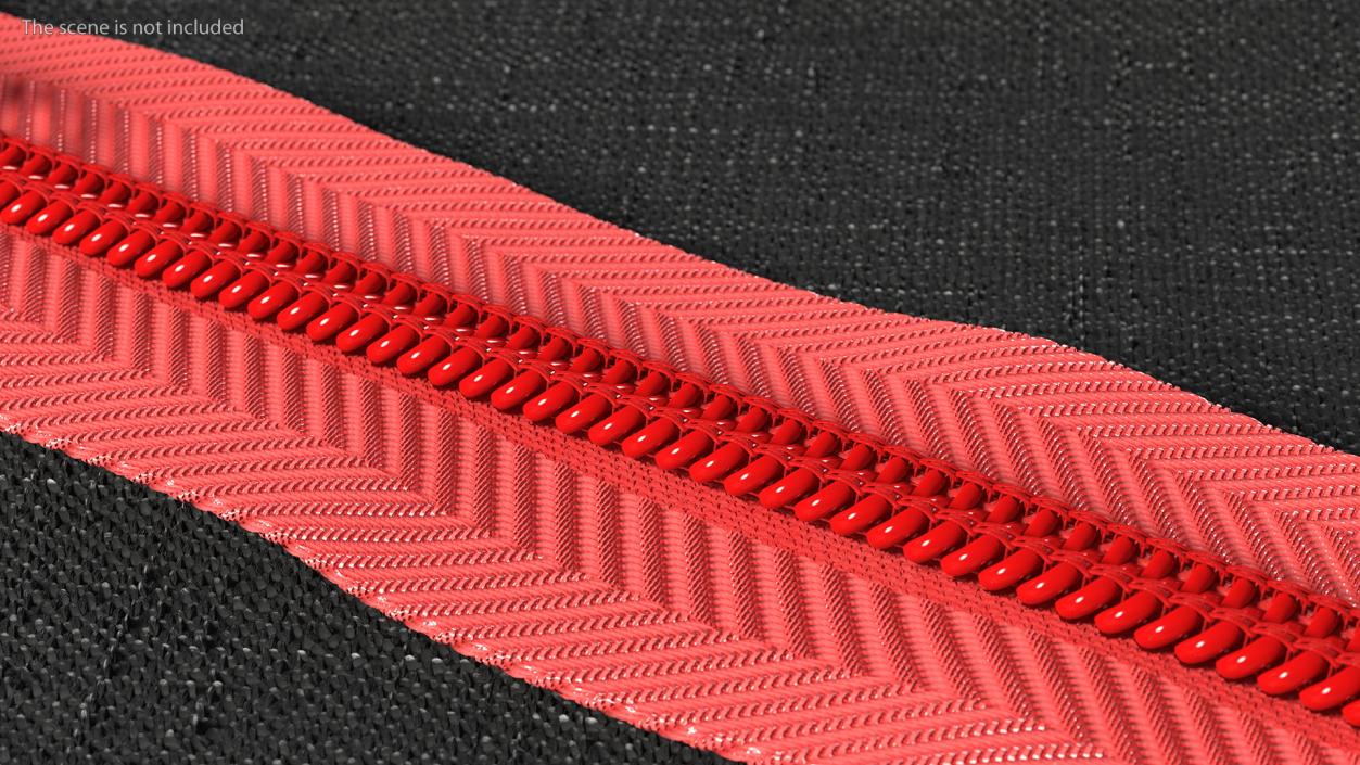 Nylon Coil Zipper with Stopper Red 3D model