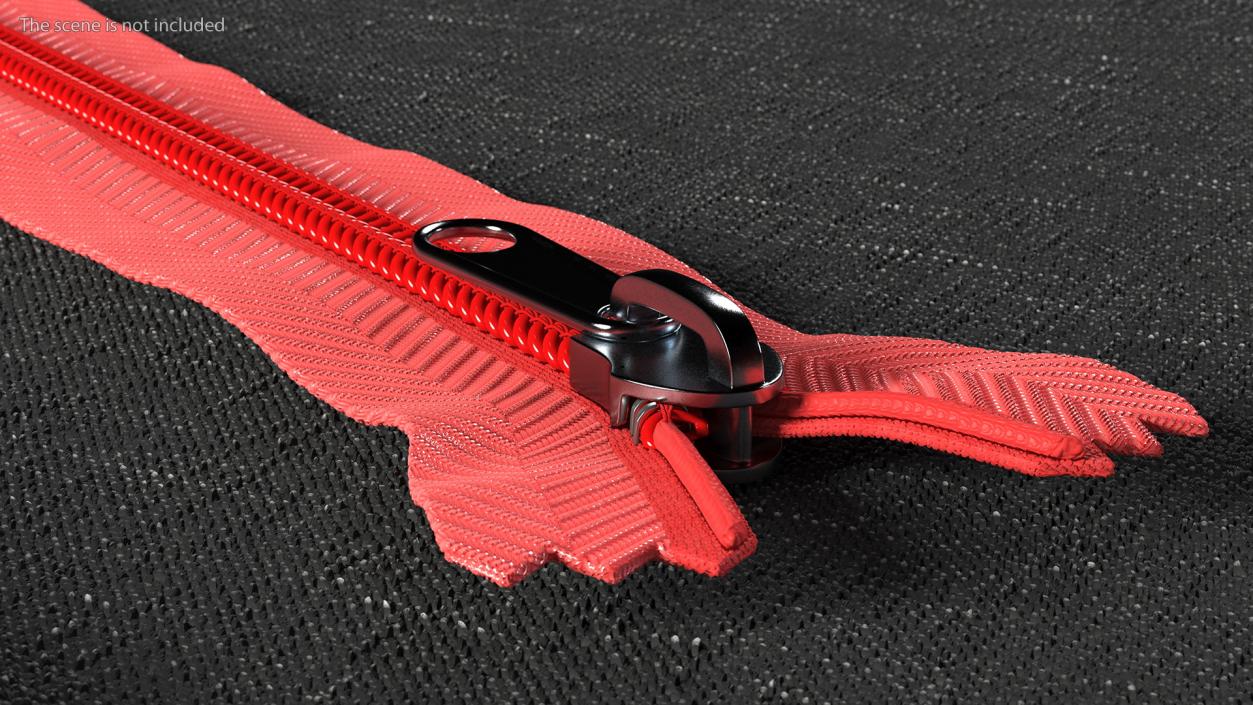 Nylon Coil Zipper with Stopper Red 3D model