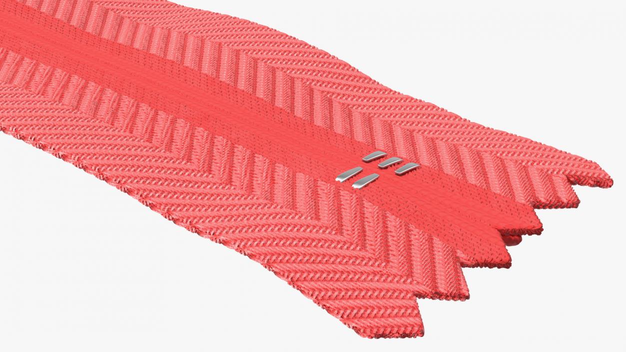 Nylon Coil Zipper with Stopper Red 3D model