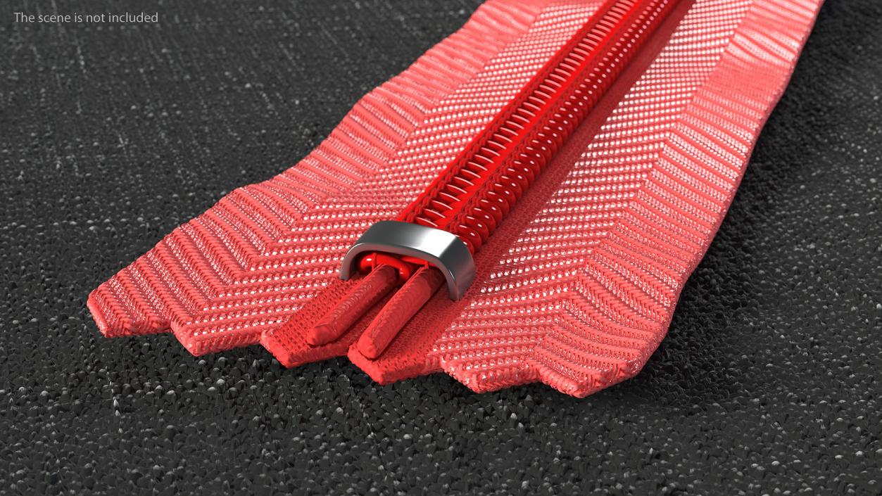 Nylon Coil Zipper with Stopper Red 3D model