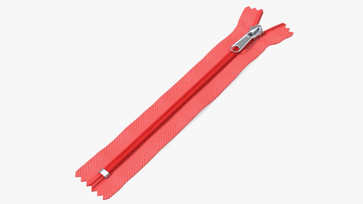 Nylon Coil Zipper with Stopper Red 3D model