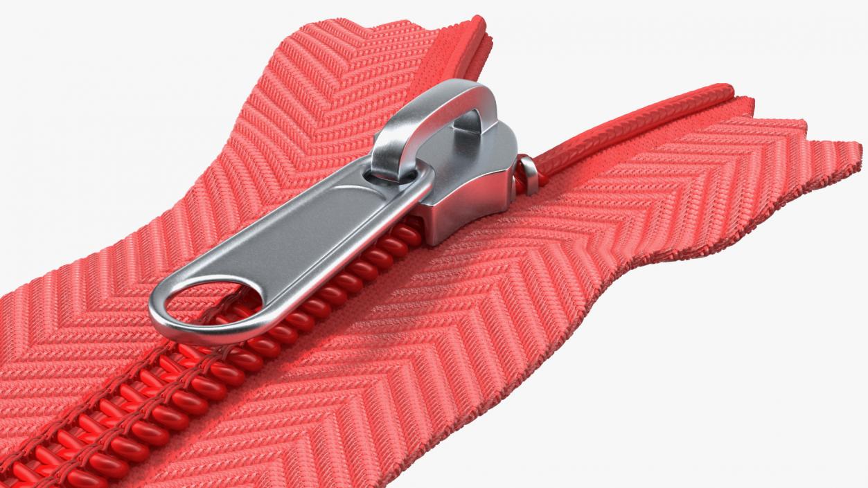 Nylon Coil Zipper with Stopper Red 3D model