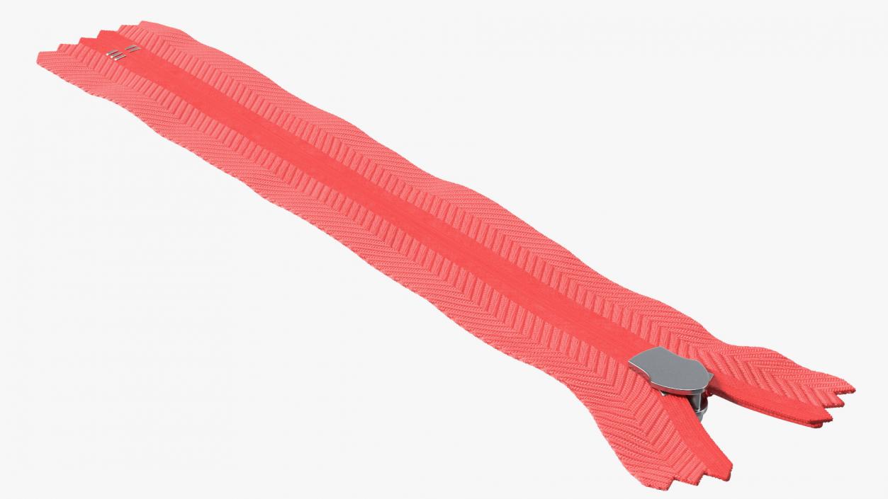 Nylon Coil Zipper with Stopper Red 3D model