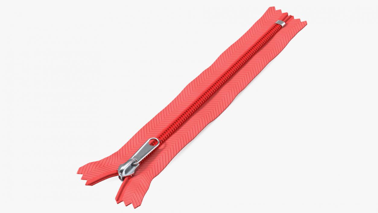 Nylon Coil Zipper with Stopper Red 3D model