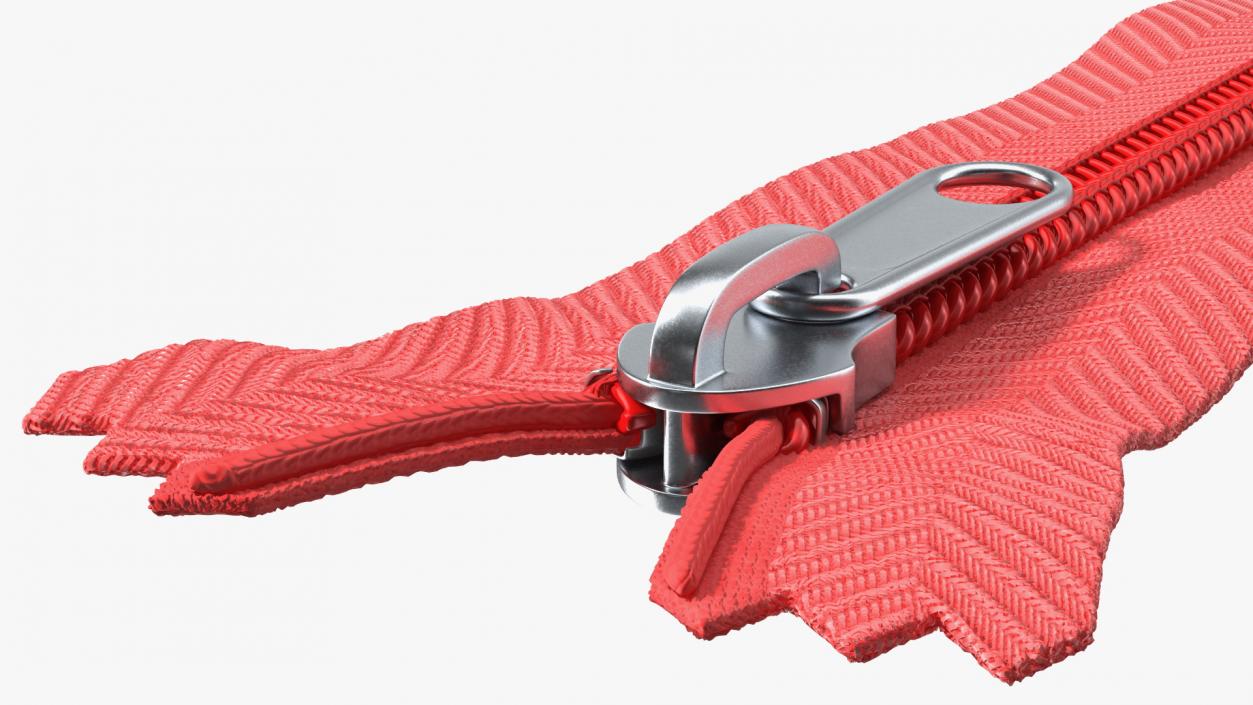 Nylon Coil Zipper with Stopper Red 3D model