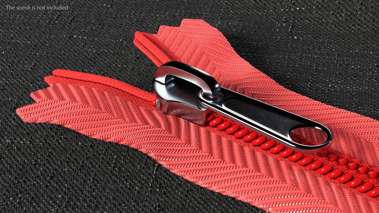 Nylon Coil Zipper with Stopper Red 3D model