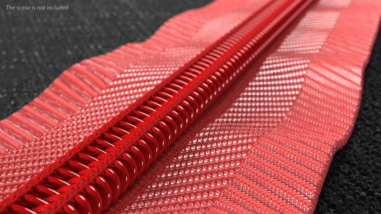 Nylon Coil Zipper with Stopper Red 3D model