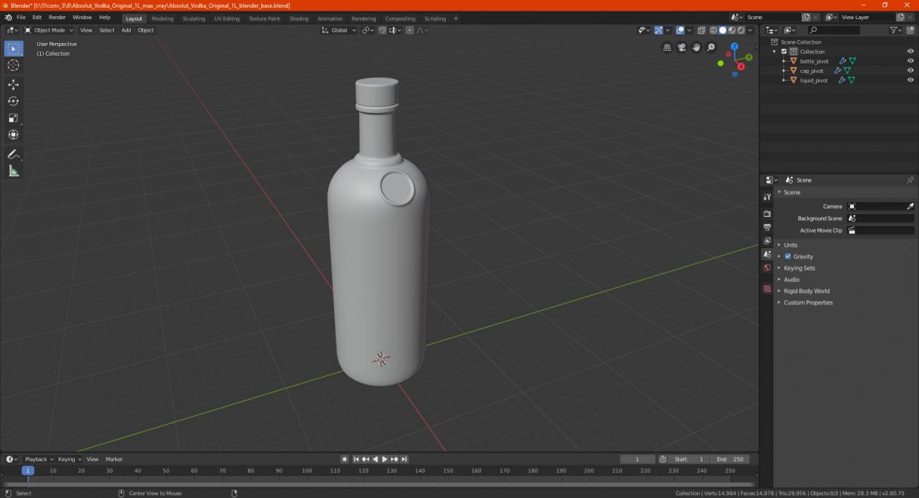 3D model Absolut Vodka Original 1L