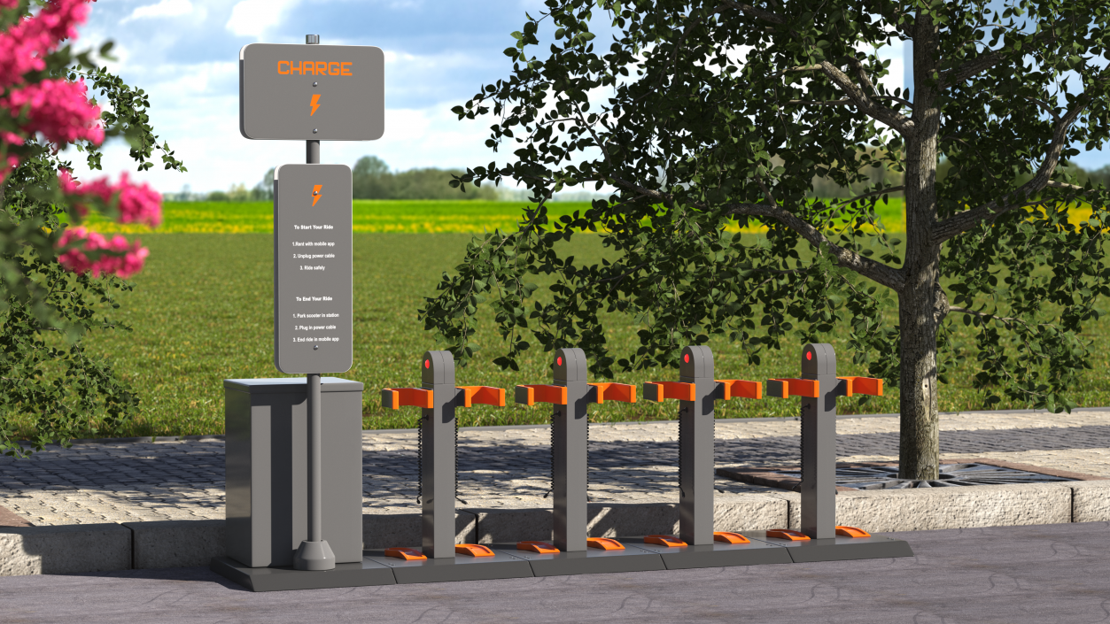 3D Electric Scooter Charging Station model