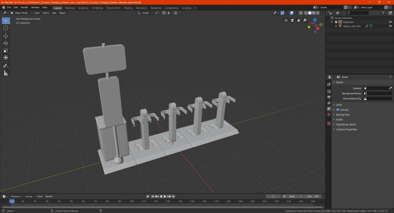 3D Electric Scooter Charging Station model