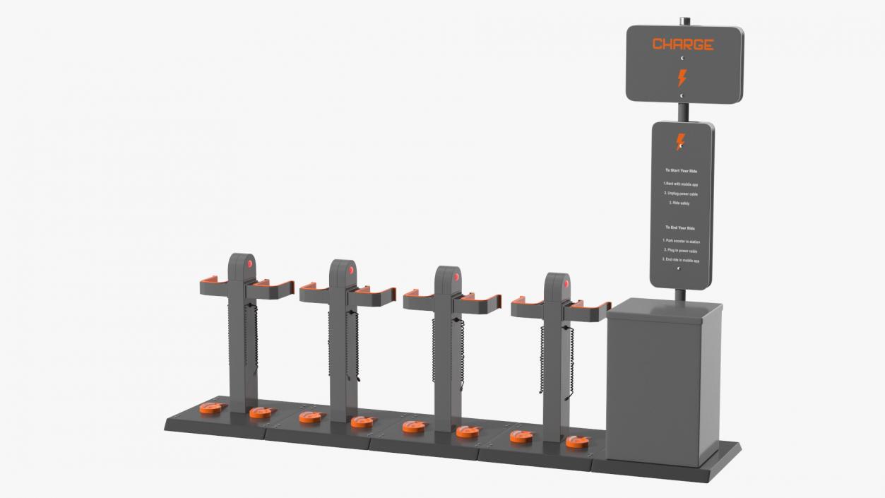 3D Electric Scooter Charging Station model