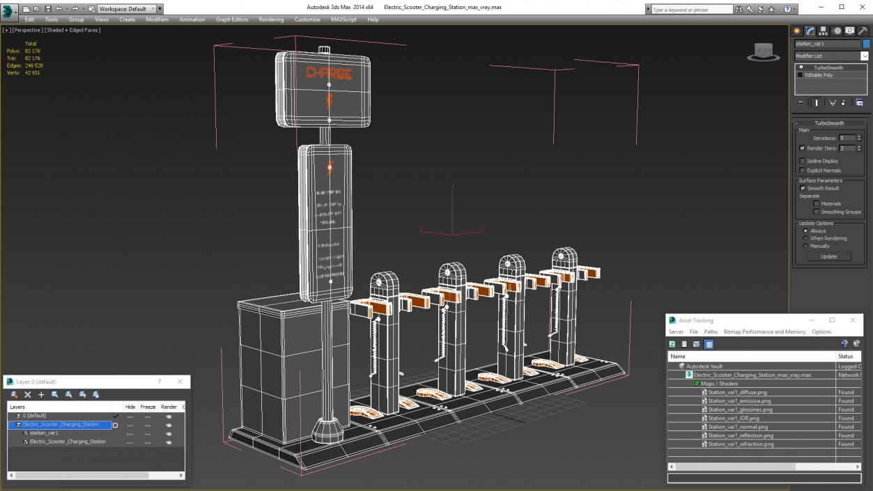 3D Electric Scooter Charging Station model