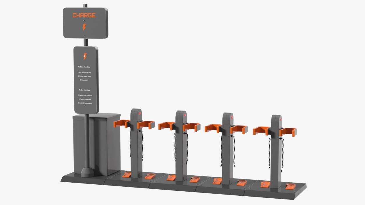 3D Electric Scooter Charging Station model