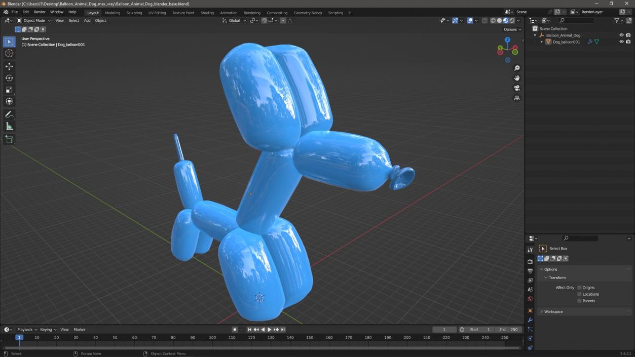 3D Balloon Animal Dog model