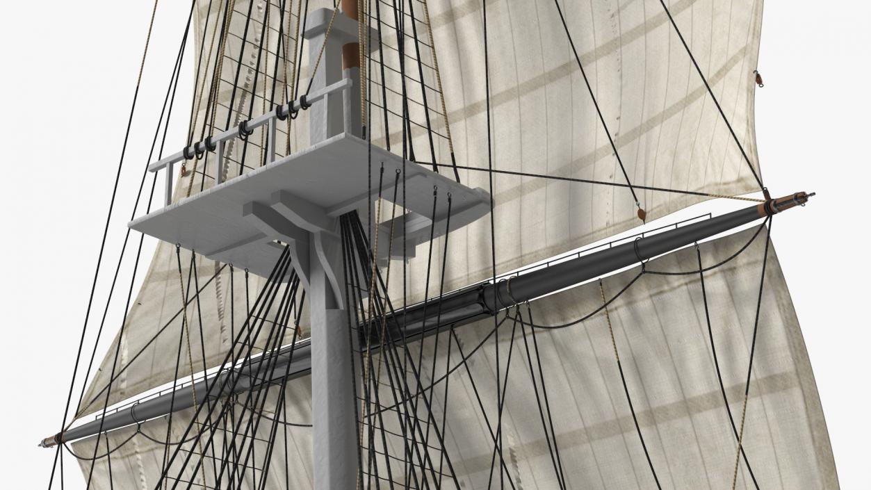 3D Foremast Raised Sails