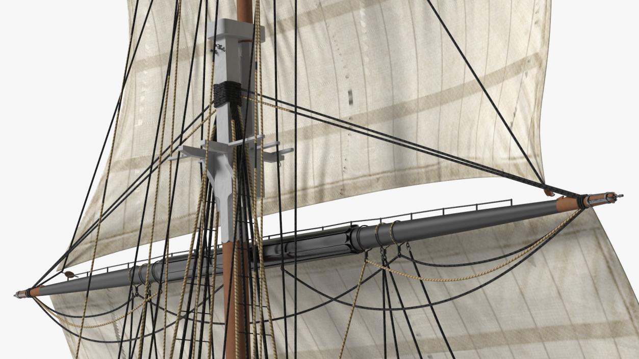 3D Foremast Raised Sails