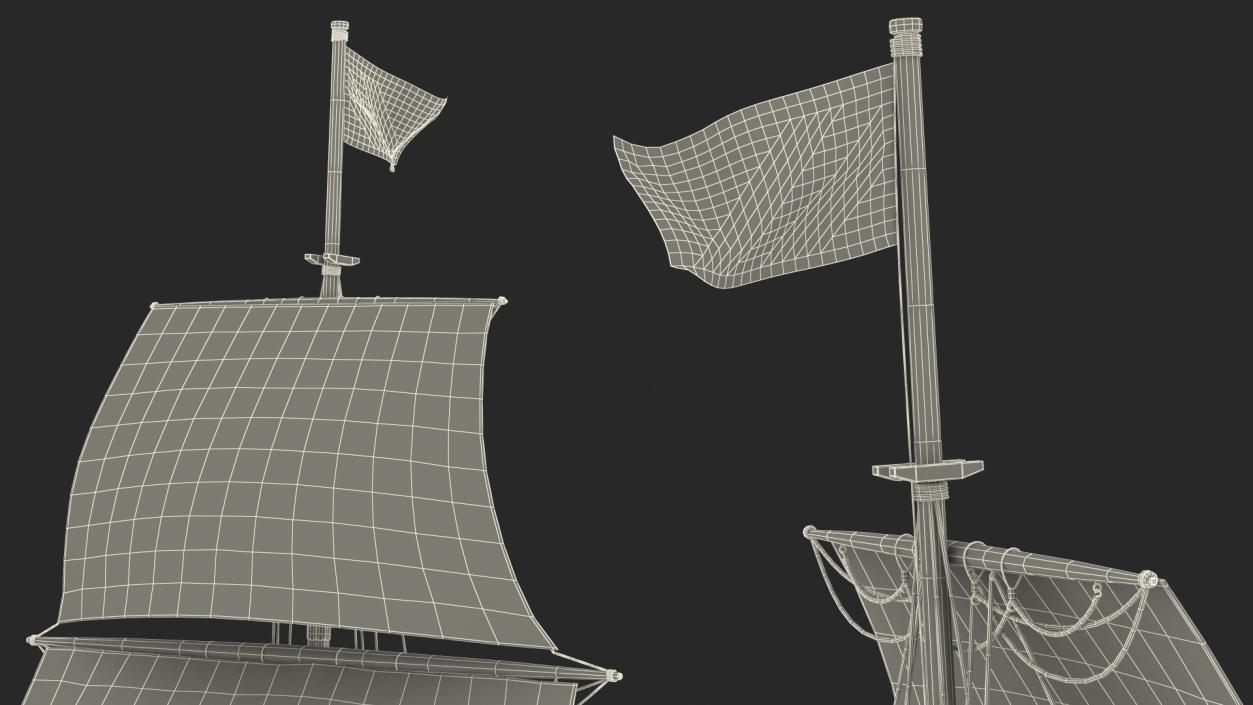 3D Foremast Raised Sails