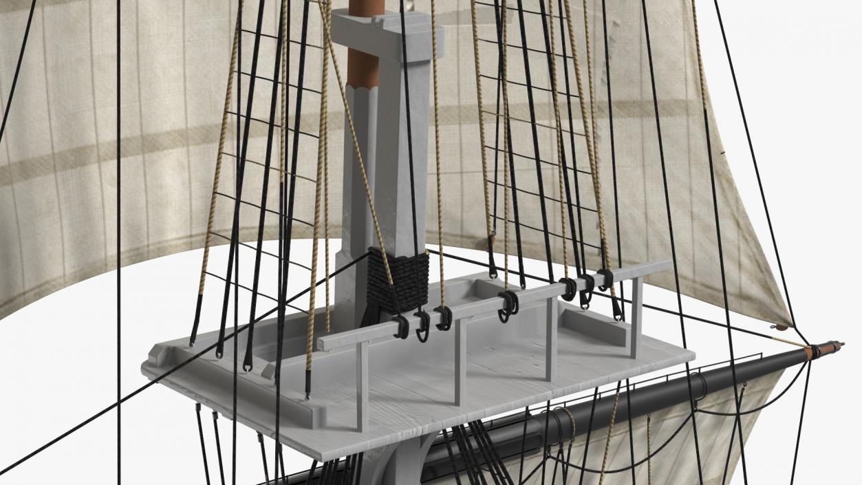 3D Foremast Raised Sails