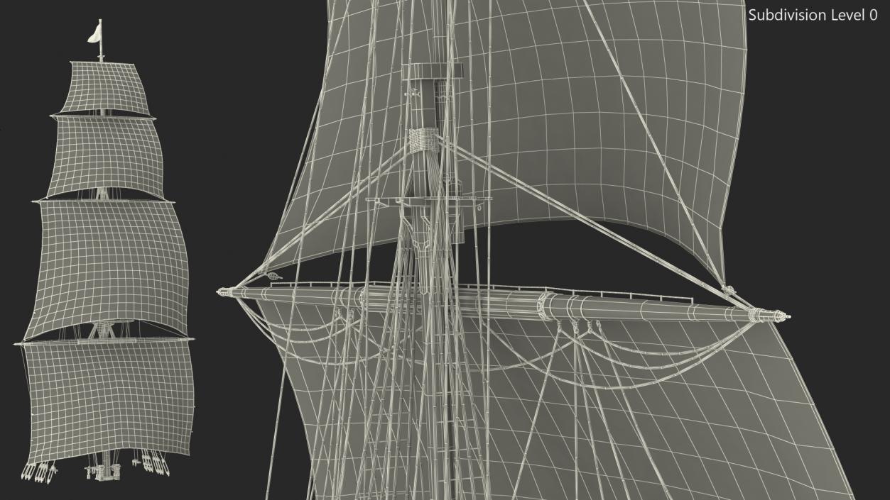 3D Foremast Raised Sails