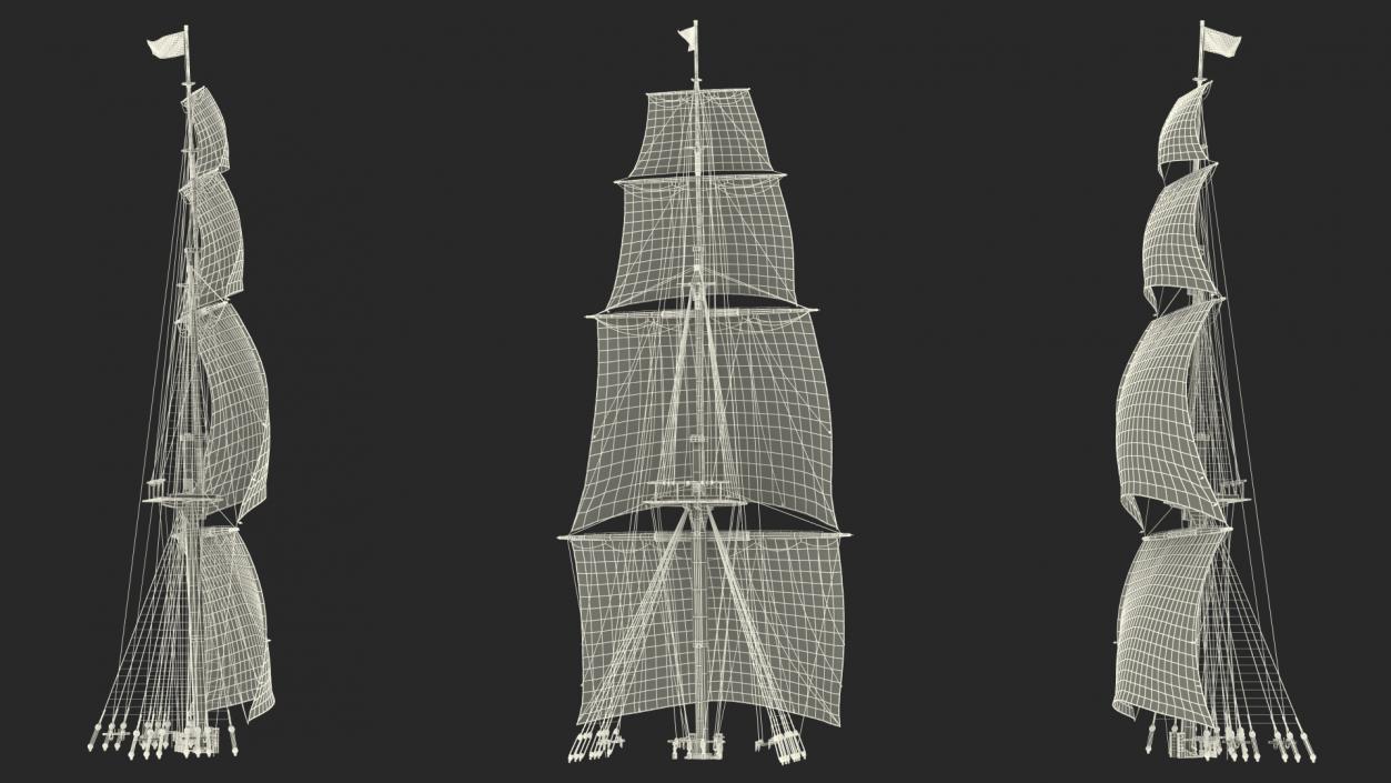 3D Foremast Raised Sails