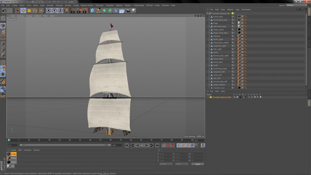 3D Foremast Raised Sails