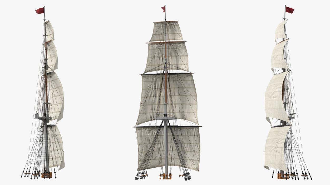 3D Foremast Raised Sails