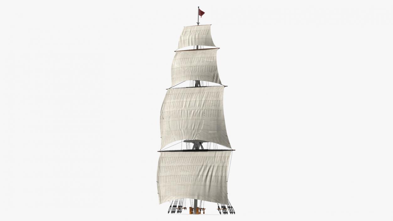 3D Foremast Raised Sails