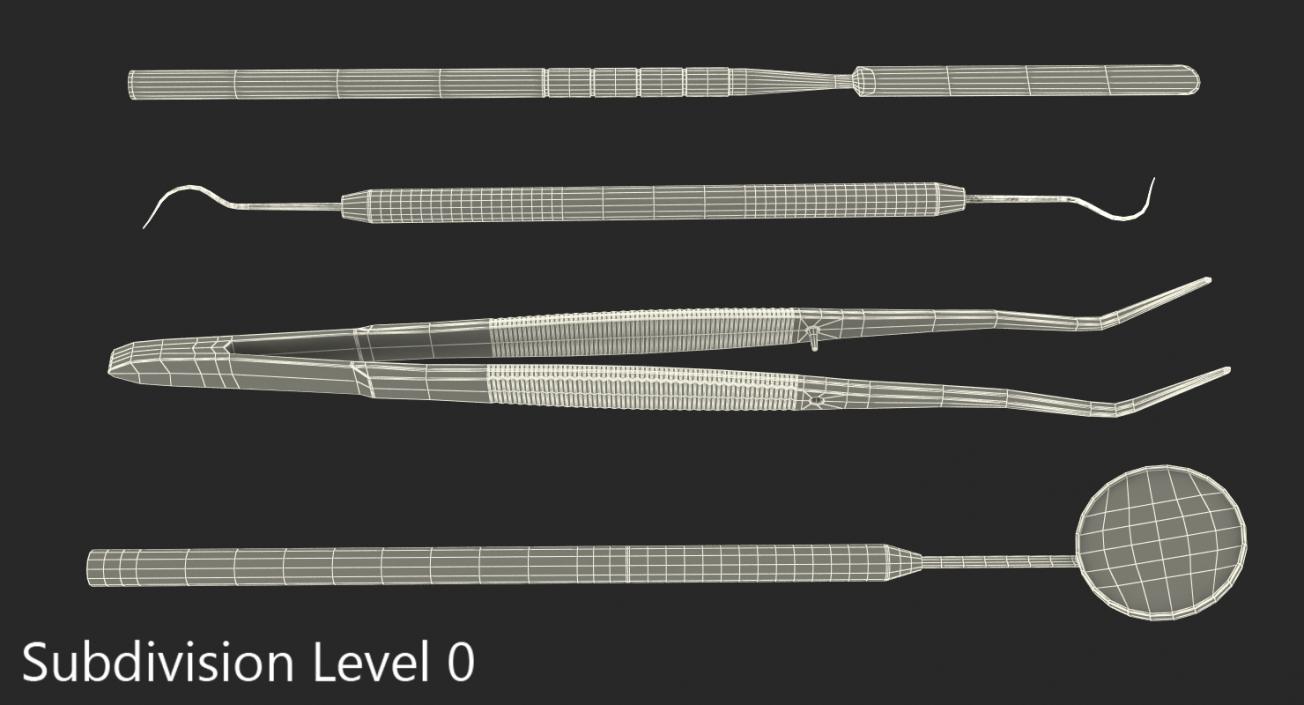 3D Basic Dental Instruments Set model