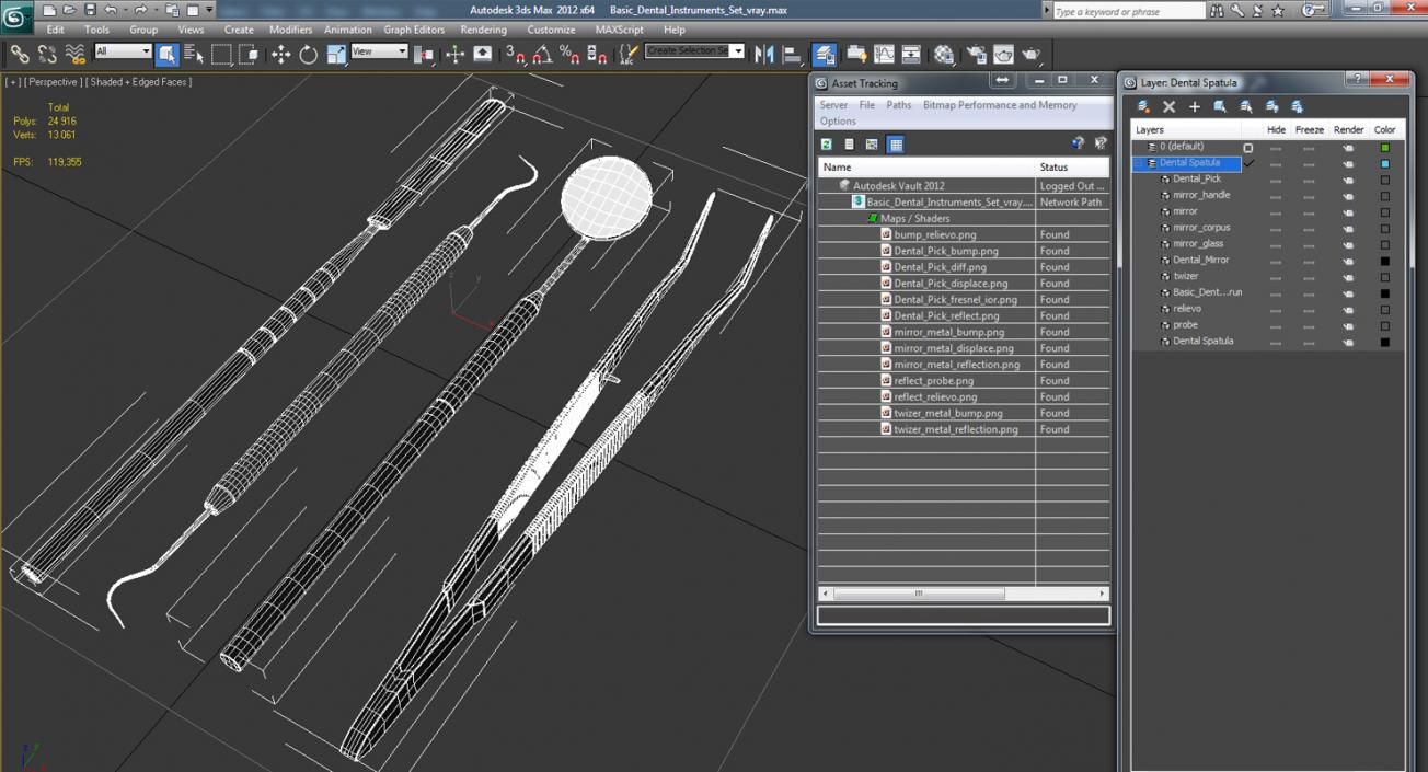 3D Basic Dental Instruments Set model