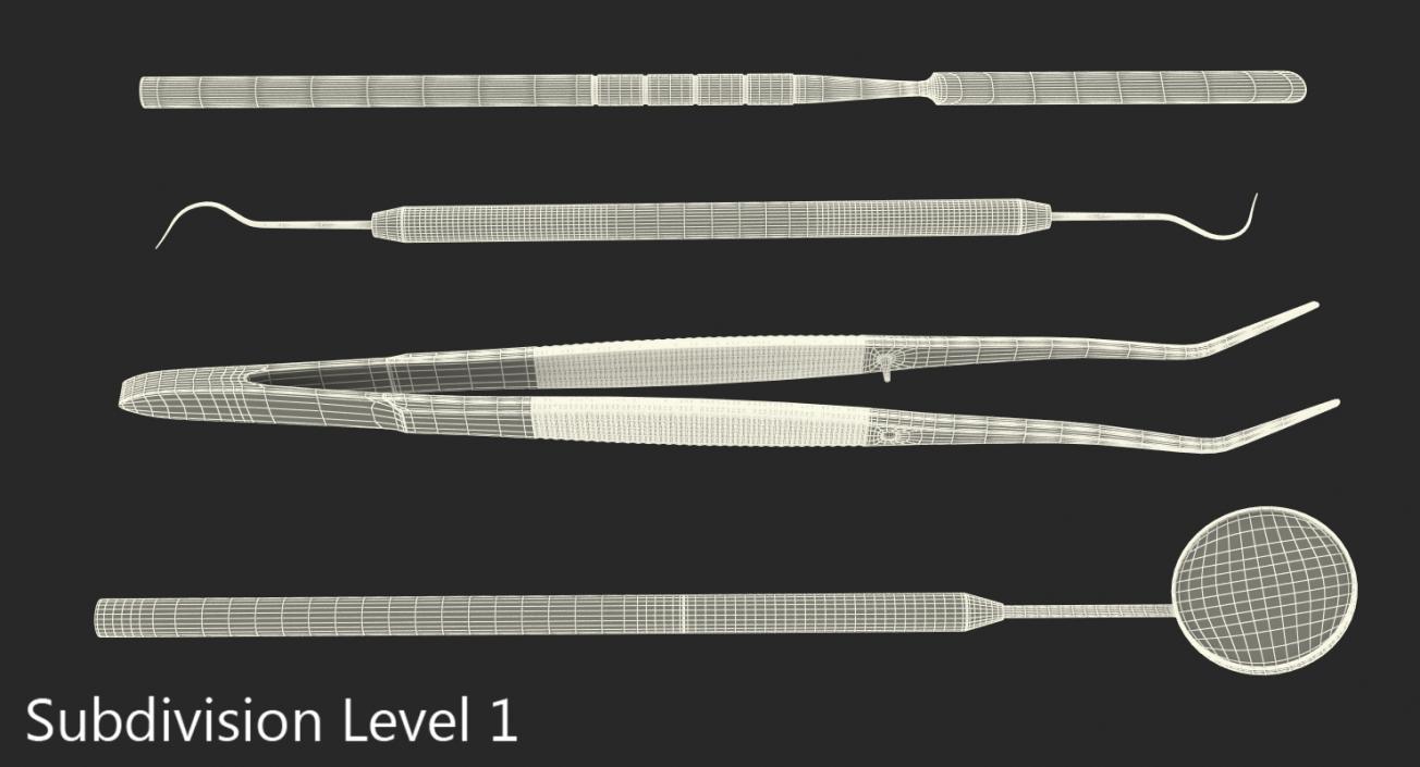 3D Basic Dental Instruments Set model