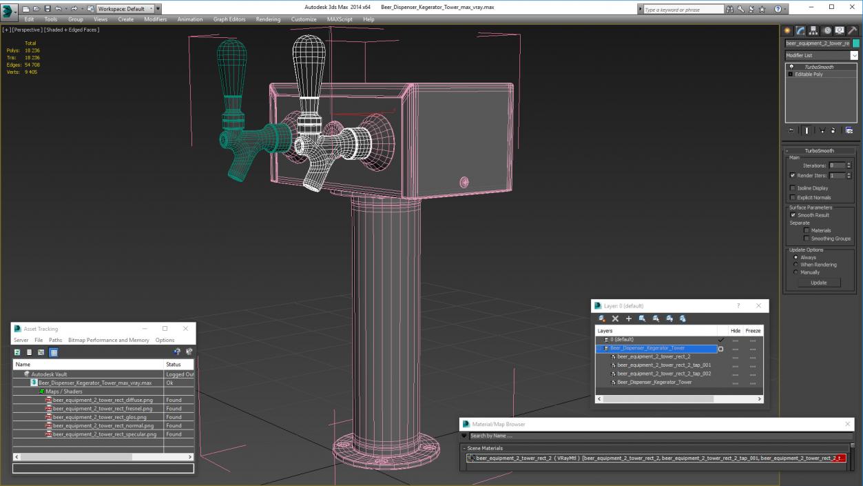 3D model Beer Dispenser Kegerator Tower