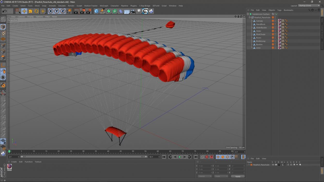 3D model Parafoil Parachute 2