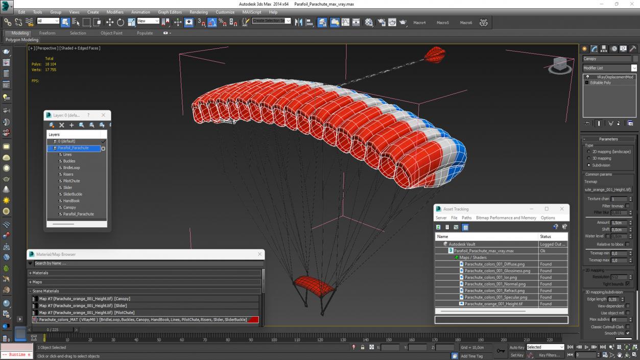 3D model Parafoil Parachute 2