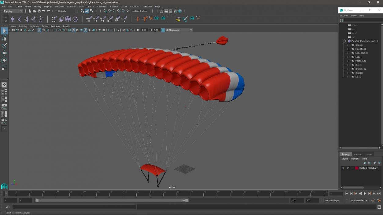 3D model Parafoil Parachute 2