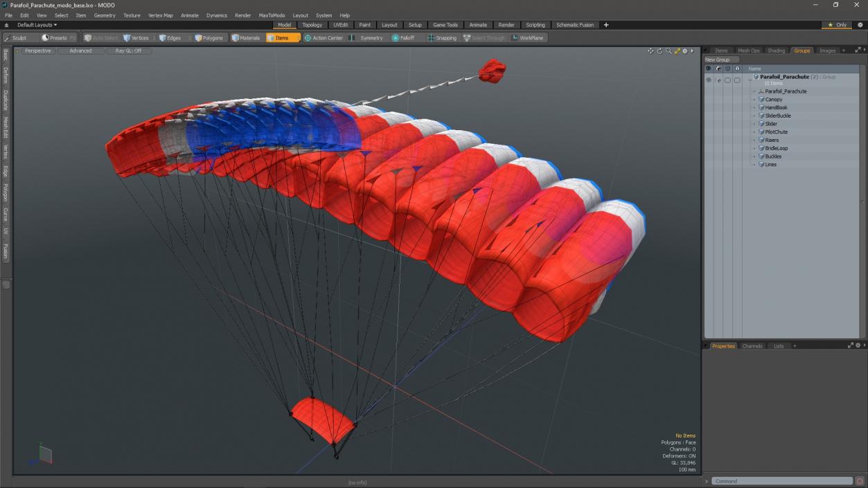 3D model Parafoil Parachute 2