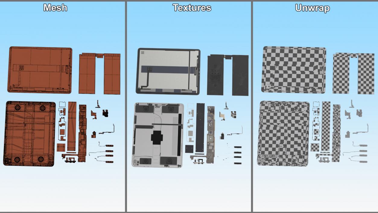 12 9 iPad Pro Fully Disassembled 3D