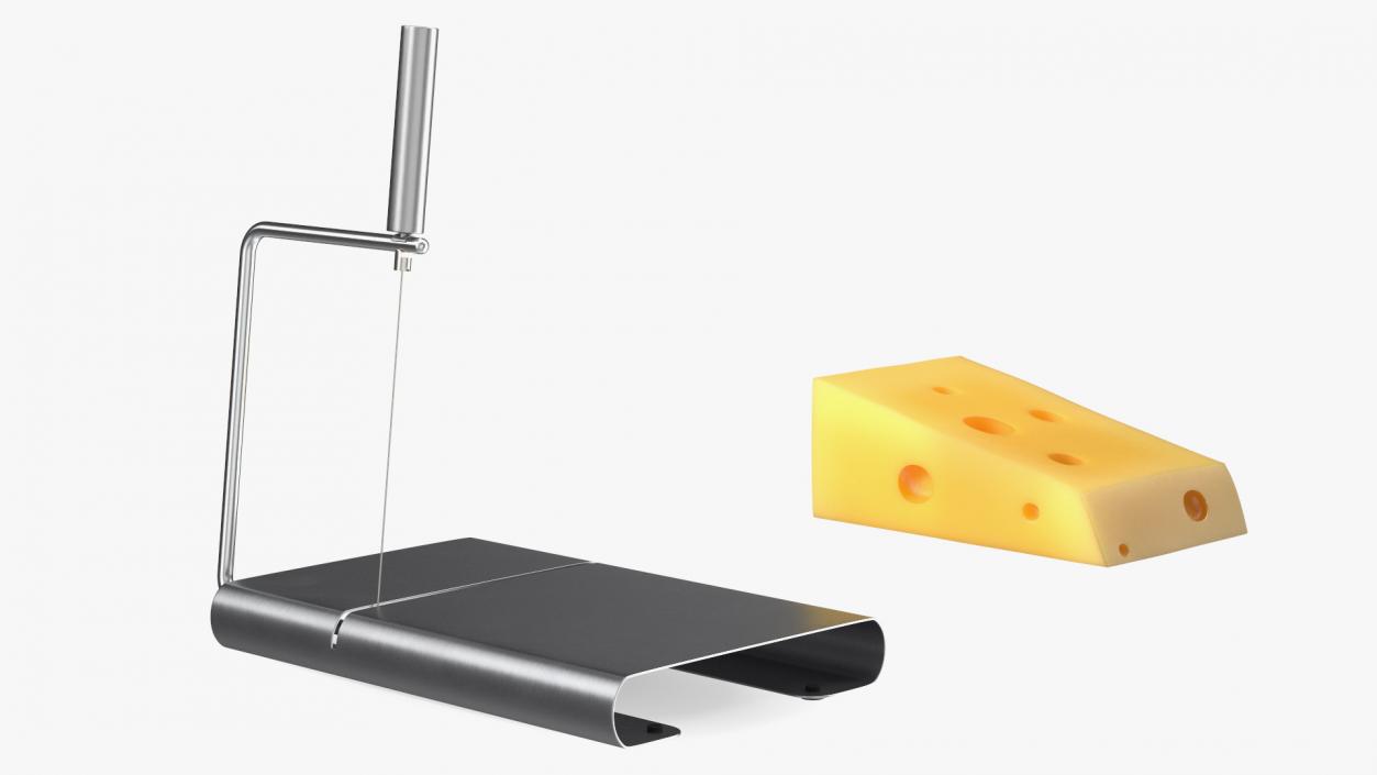 Steel Cheese Slicer with Cheese Wedge 3D