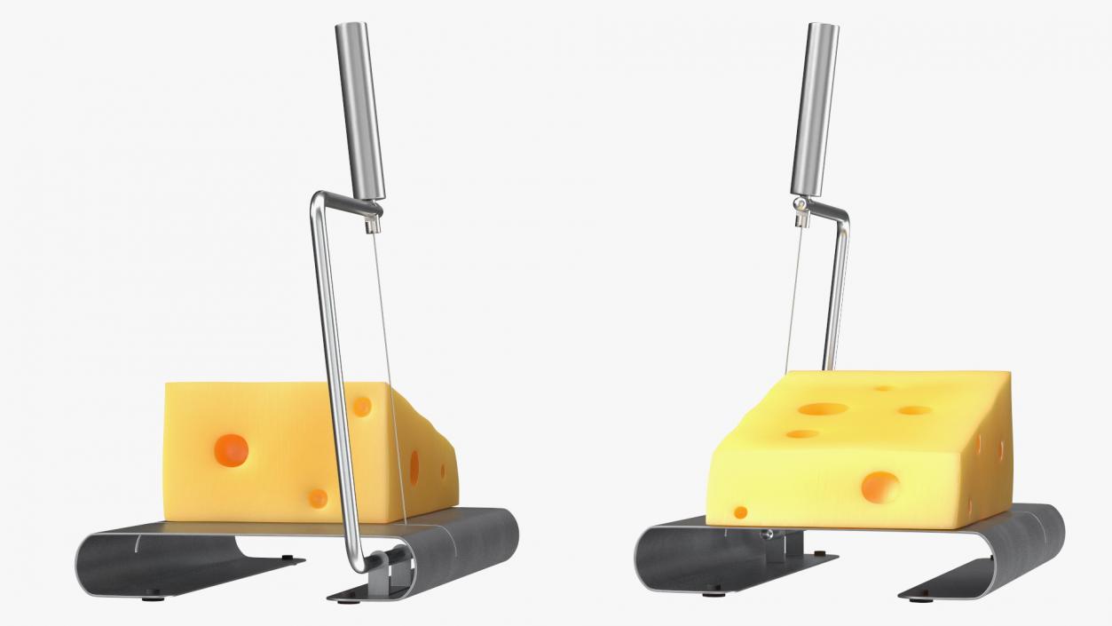 Steel Cheese Slicer with Cheese Wedge 3D