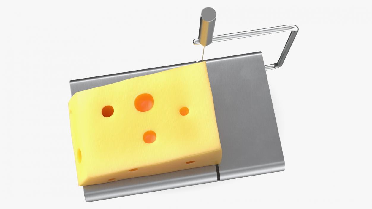 Steel Cheese Slicer with Cheese Wedge 3D