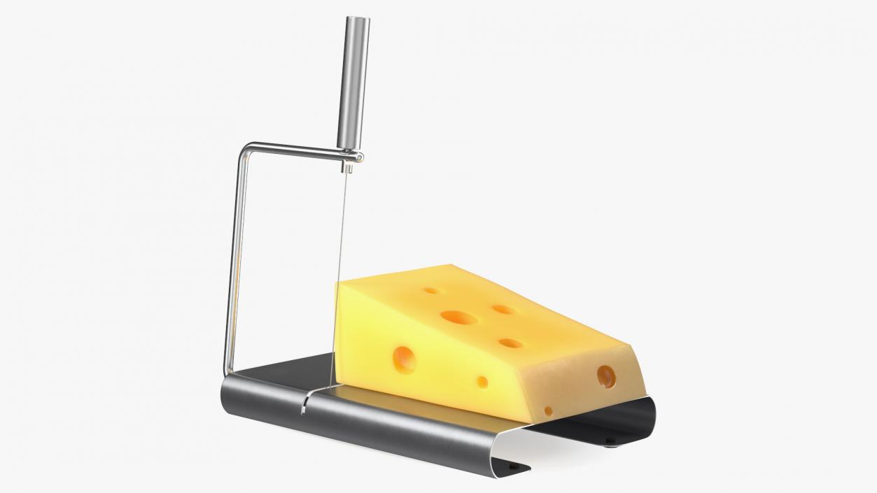 Steel Cheese Slicer with Cheese Wedge 3D