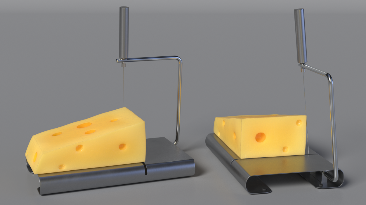 Steel Cheese Slicer with Cheese Wedge 3D