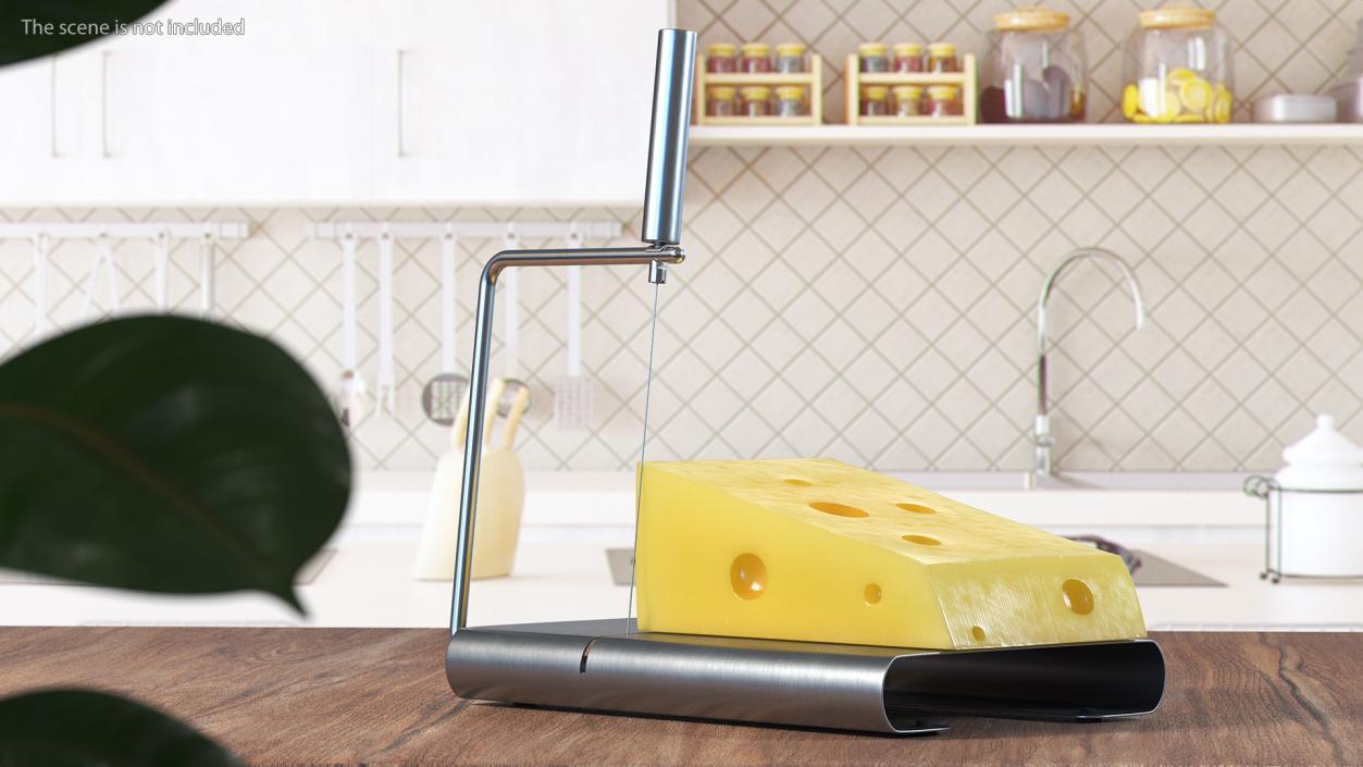 Steel Cheese Slicer with Cheese Wedge 3D