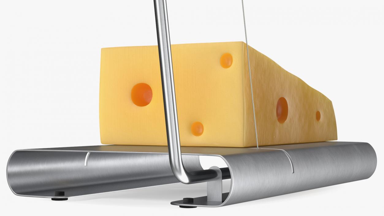 Steel Cheese Slicer with Cheese Wedge 3D