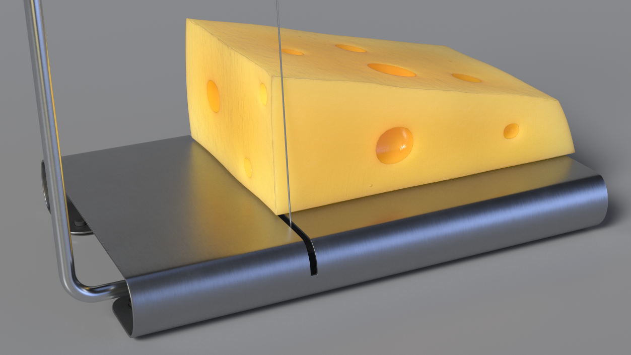 Steel Cheese Slicer with Cheese Wedge 3D