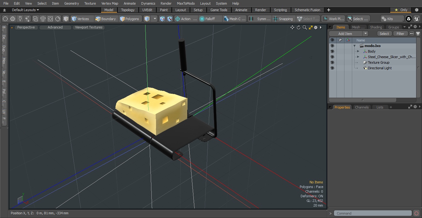 Steel Cheese Slicer with Cheese Wedge 3D