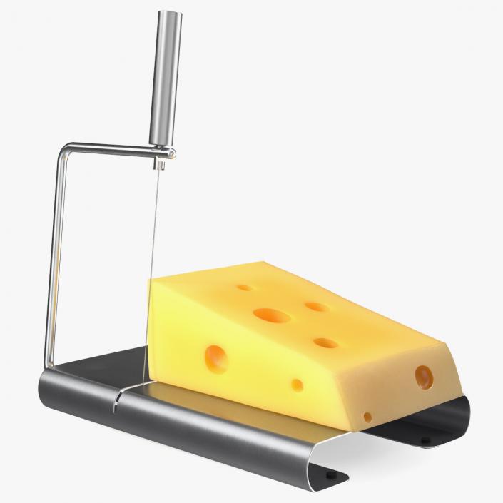 Steel Cheese Slicer with Cheese Wedge 3D