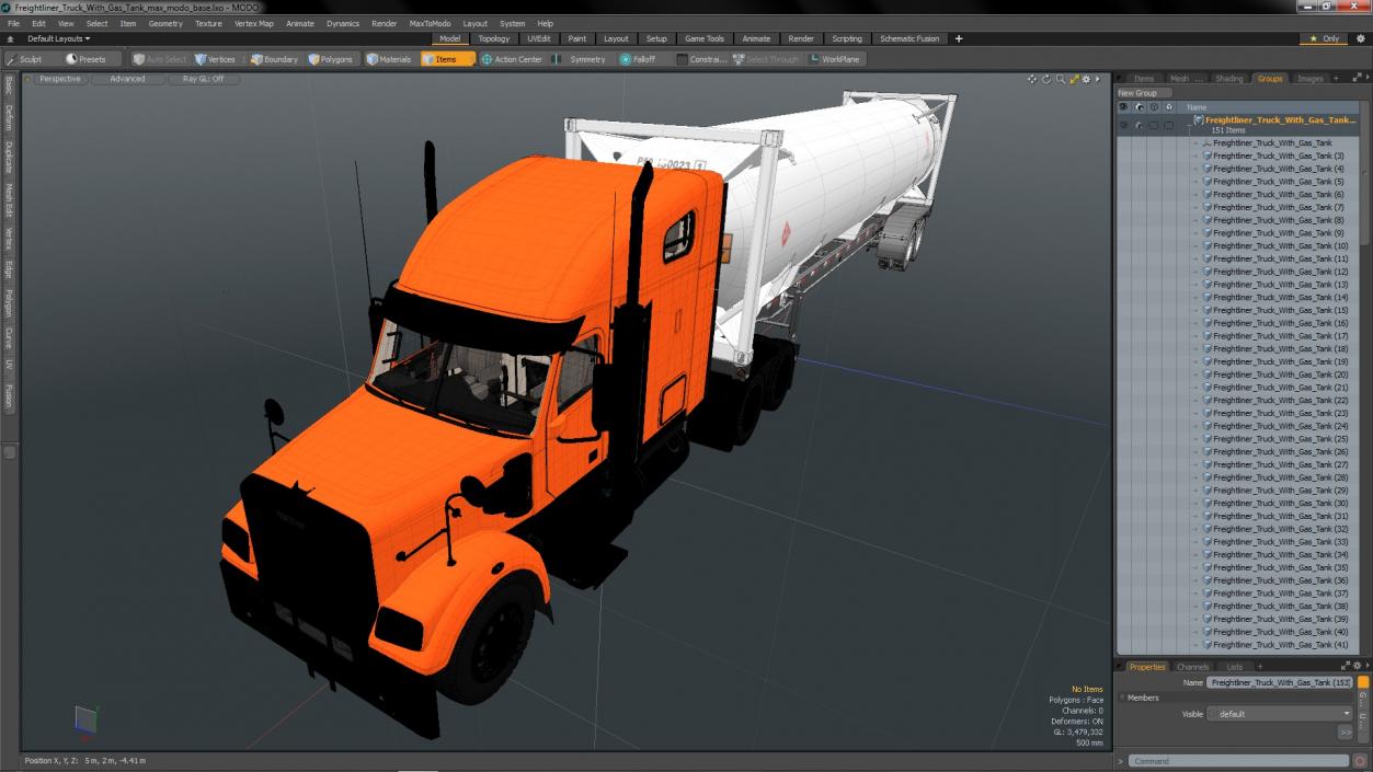 Freightliner Truck With Gas Tank 3D