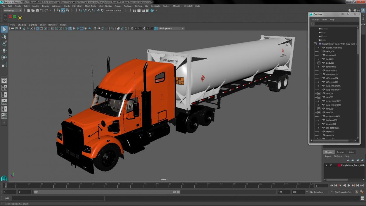 Freightliner Truck With Gas Tank 3D