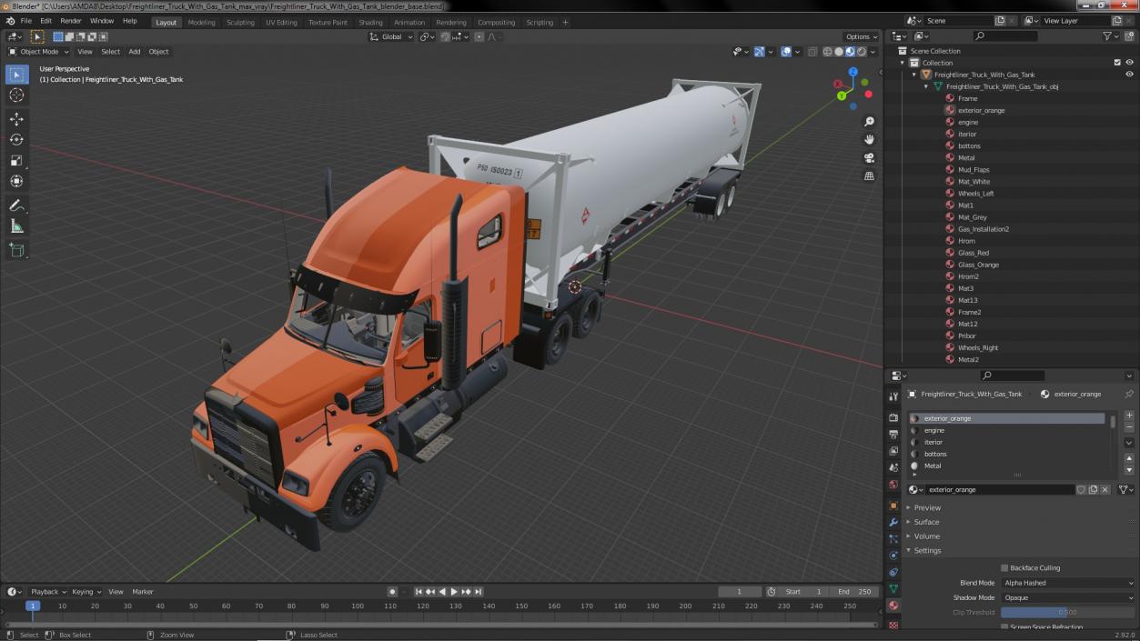 Freightliner Truck With Gas Tank 3D